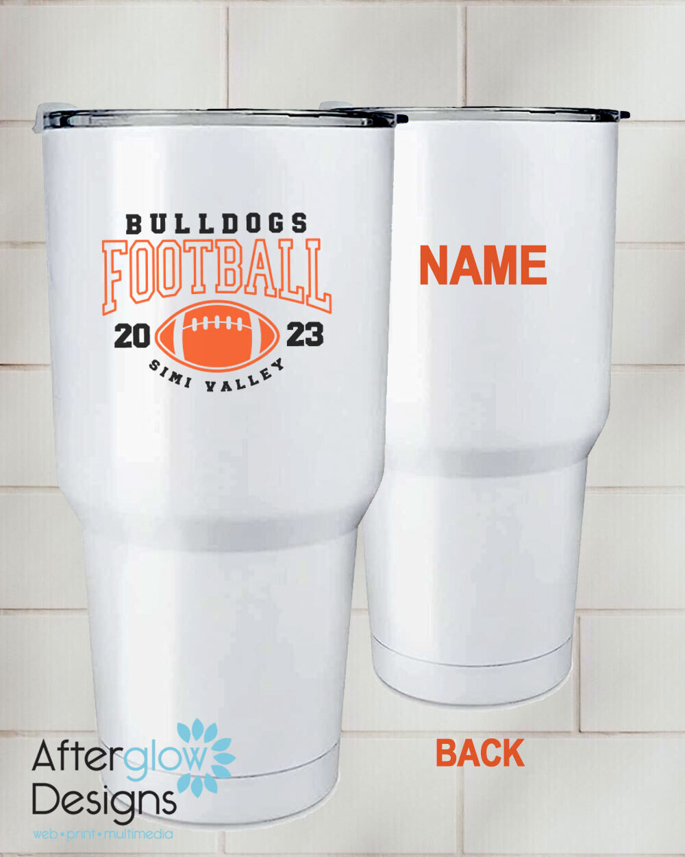2023 Bulldogs Football Design on Personalized White 30oz Drink