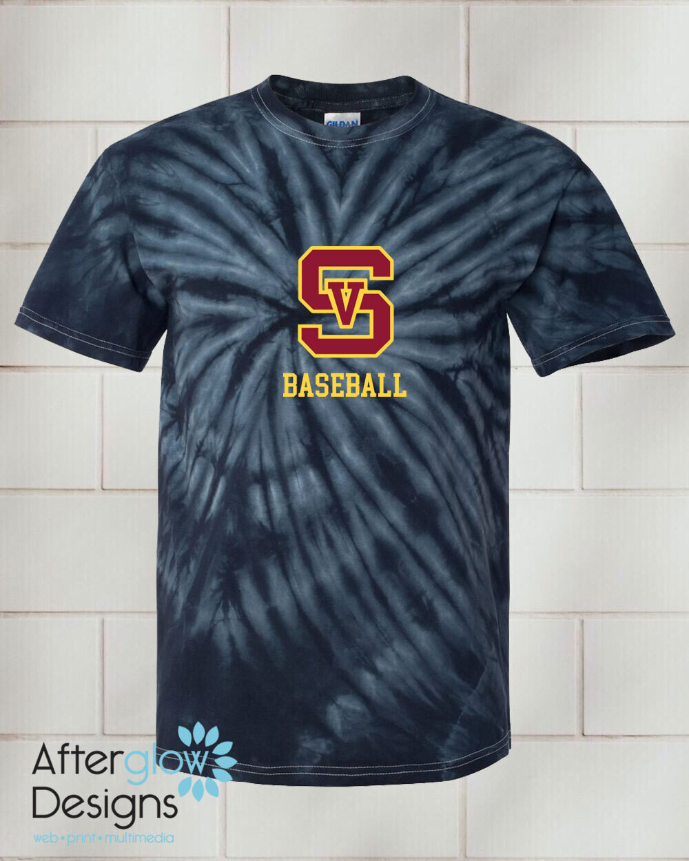 2023 Simi Baseball Logo on Black Tie Dye Tshirt