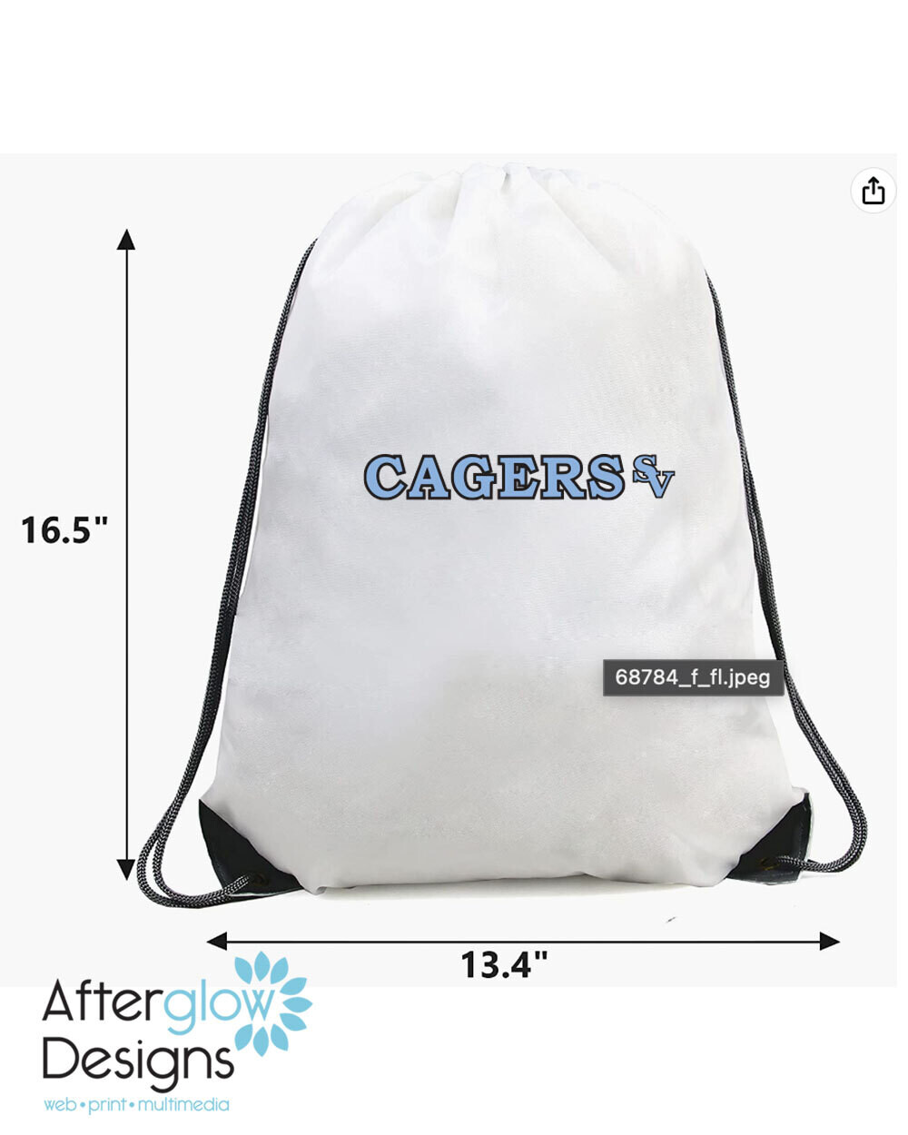 CAGERS SV on White Drawstring Backpack Bags