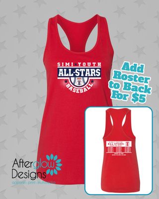 2025 SYB ALL STARS DESIGN on Racerback Tank in RED