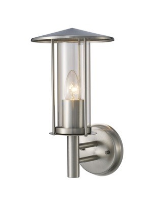 Dalton Outdoor Wall Lamp 1 Light E27 IP44 Stainless Steel/Clear