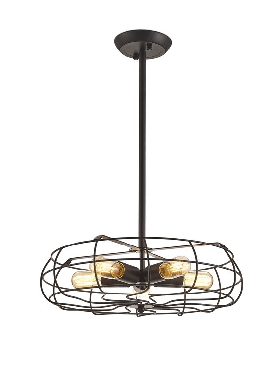 Claudia Semi Ceiling 5 Light E27 Black