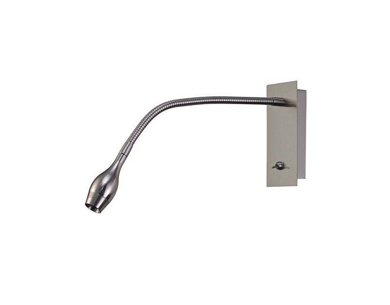 Winslow LED Oval Head Wall Lamp With Flexible Arm, Beam 45 Deg, Switch On Base, Satin Nickel