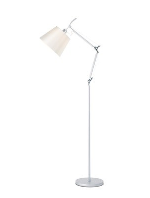 Karis Adjustable Floor Lamp 1 Light E27 Silver/Polished Chrome c/w Cream Pearl Shade