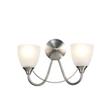 Cooper Switched Wall Lamp 2 Light E14 Satin Nickel/Opal Glass