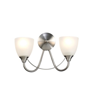 Cooper Switched Wall Lamp 2 Light E14 Satin Nickel/Opal Glass