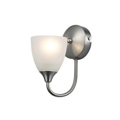 Cooper Switched Wall Lamp 1 Light E14 Satin Nickel/Opal Glass