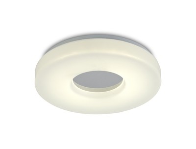 Joop IP44 18W LED Medium Flush Ceiling Light, 4000K 1400lm CRI80, Polished Chrome With White Acrylic Diffuser
