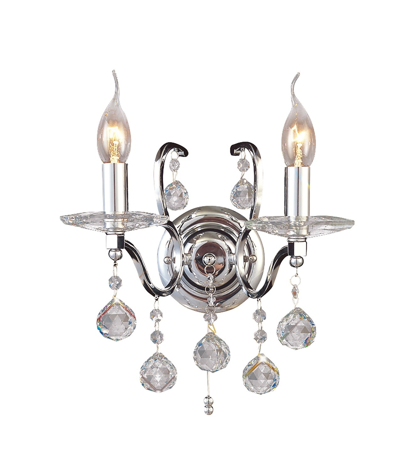 Zinta Wall Lamp Switched 2 Light Switched Polished Chrome/Crystal