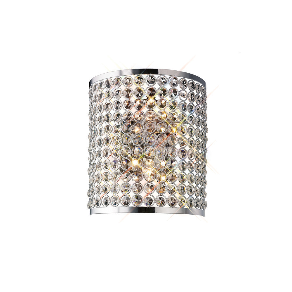 Ava Rectangle Wall Lamp 2 Light Polished Chrome/Crystal