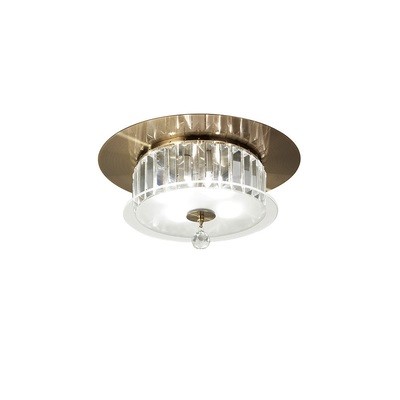 Tosca Ceiling Round 4 Light Antique Brass/Glass/Crystal