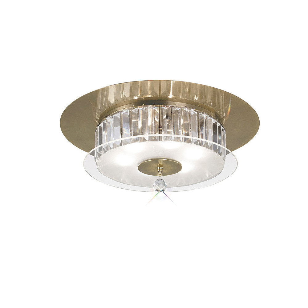 Tosca Ceiling Round 6 Light Antique Brass/Glass/Crystal