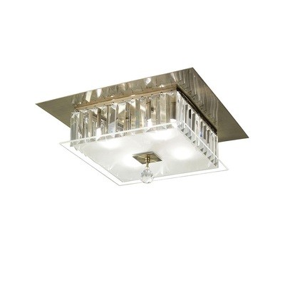 Tosca Ceiling Square 4 Light Antique Brass/Glass/Crystal