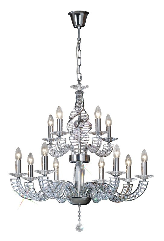 Santo Pendant 2 Tier 12 Light Polished Chrome/Crystal