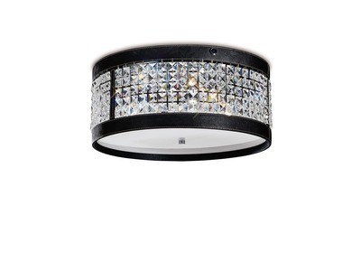 Celsa Ceiling 4 Light Polished Chrome/Black Faux Leather/Crystal