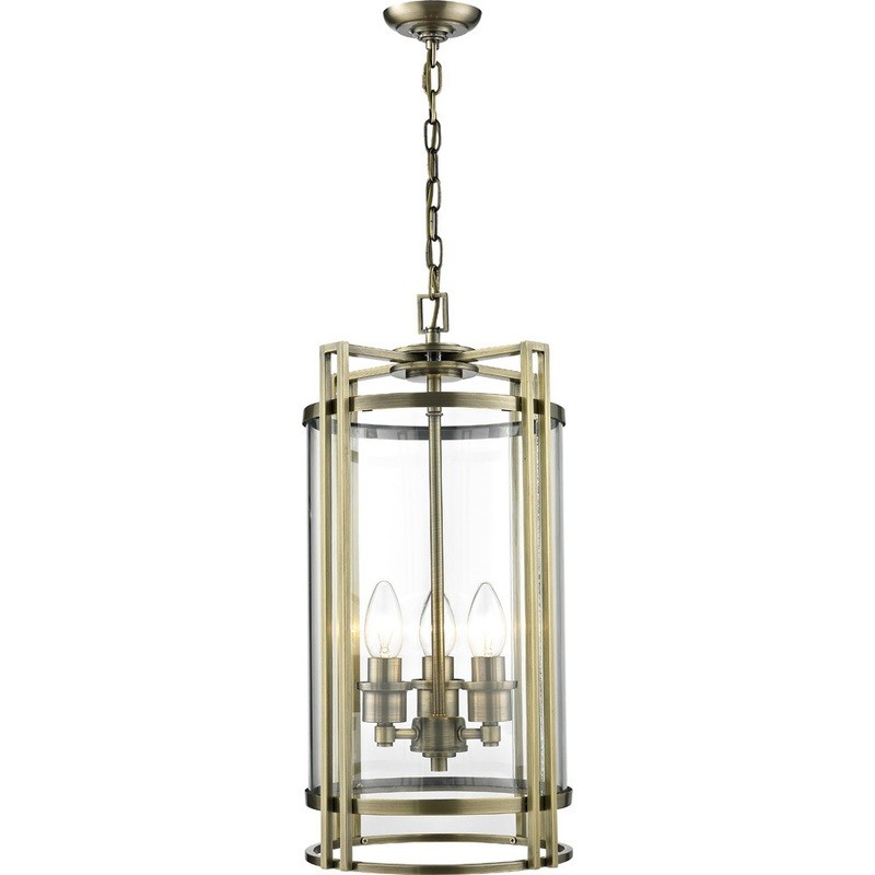 WINSTON  Pendant 3x E14 Light Antique Brass/Glass