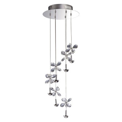 IVA Pendant 6 Light 4000K LED Polished Chrome/Crystal