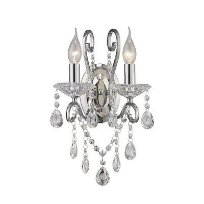 Vela Wall Lamp Switched 2 Light Polished Chrome/Crystal