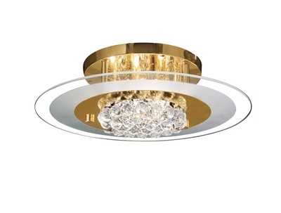 Delmar Flush Round 6 Light French Gold/Glass/Crystal