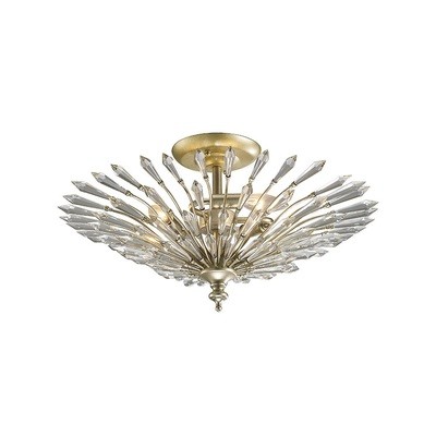 Fay Semi Ceiling 3 Light E14 Aged Gold/Silver/Crystal
