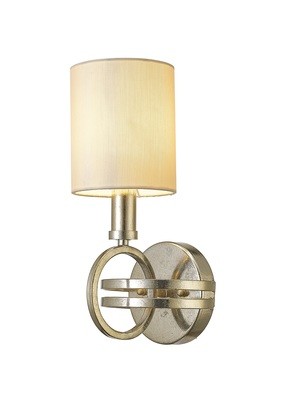Isabella Wall Lamp With Beige Shade 1 Light Antique Silver Isabella Wall Lamp With Beige Shade 1 Light Antique Silver