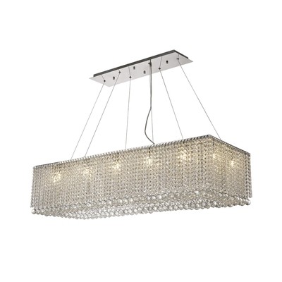 Empire 120x50cm Rectangular Pendant Chandelier, 14 Light G9, Polished Chrome/Crystal