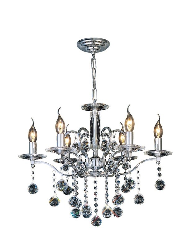 Zinta Pendant 6 Light Polished Chrome/Crystal