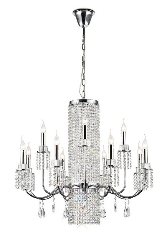 Emily Pendant 8+4 Light Polished Chrome/Crystal