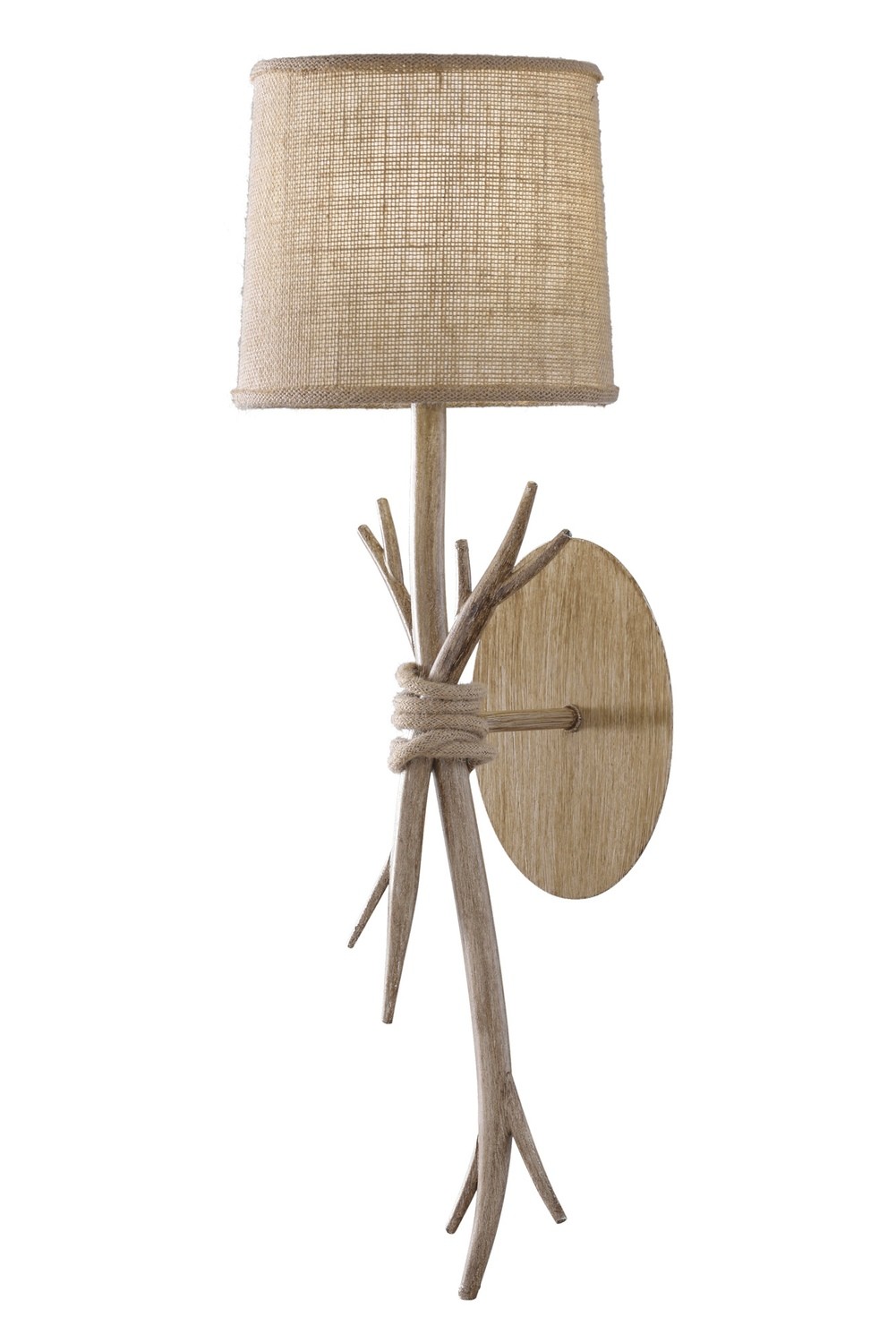 Sabina Wall Lamp, 1 x E27 (Max 40W), Imitation Wood, Linen Shade,
