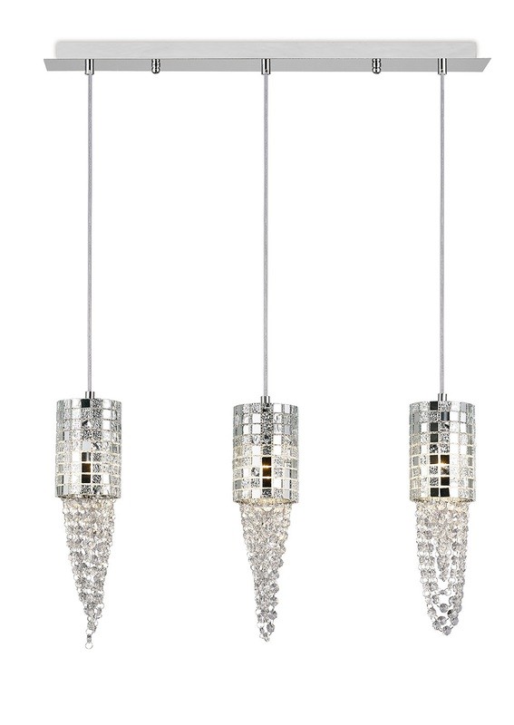 Camden Pendant 3 Light G9 Line Mosaic Glass/Crystal