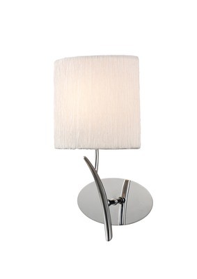 Eve Wall Lamp Switched 1 Light E27, Polished Chrome With White Oval Shade