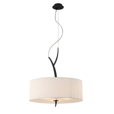 Eve Pendant 3 Light E27, Anthracite With White Round Shade