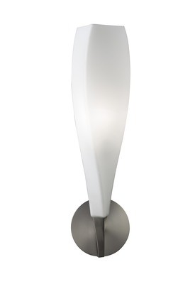 Neo Wall Lamp Switched 1 Light E27, Satin Nickel/Frosted White Glass