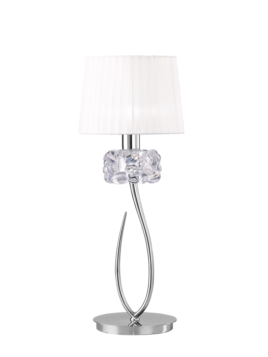 Loewe Table Lamp 1 Light E27 Big, Polished Chrome With White Shade