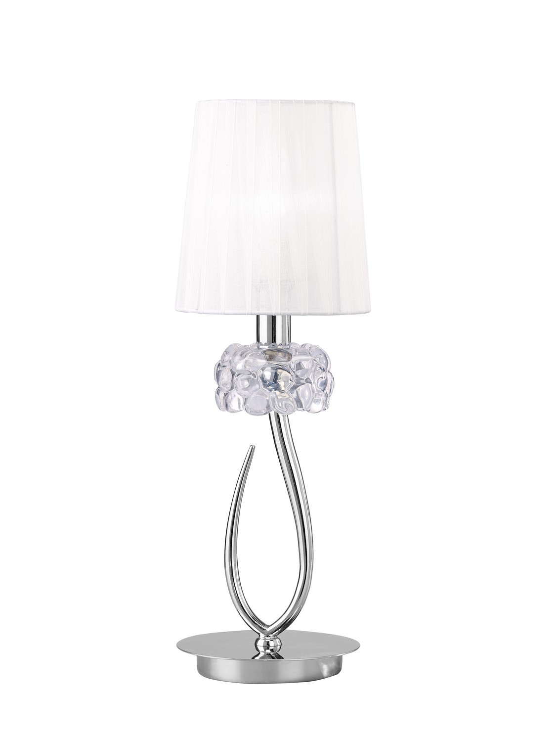 Loewe Table Lamp 1 Light E27 Small, Polished Chrome With White Shade