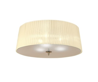 Loewe Ceiling 3 Light E27, Antique Brass With Cream Shade