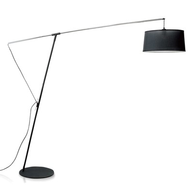 Nordica Floor Lamp E27 With Black Shade, Black/Polished Chrome