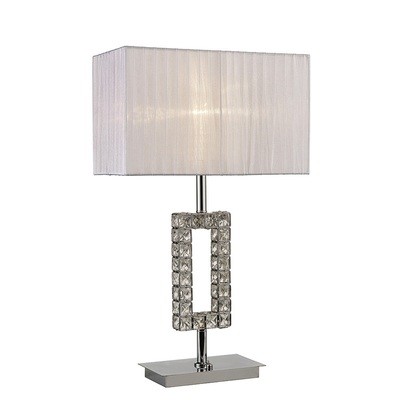 Florence Rectangle Table Lamp With White Shade 1 Light Polished Chrome/Crystal