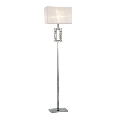 Florence Renctangle Floor Lamp With White Shade 1 Light Polished Chrome/Crystal