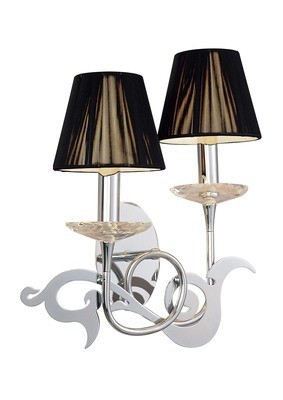 Acanto Wall Lamp Switched 2 Light E14, Polished Chrome With Black Shades