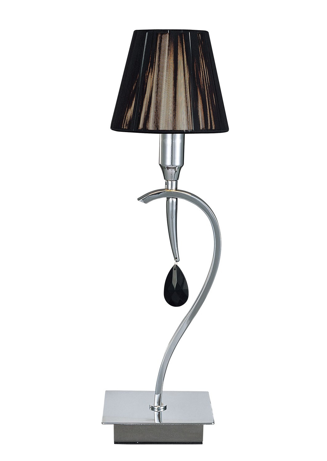 Siena Table Lamp 1 Light E14, Polished Chrome With Black Shade And Black Crystal