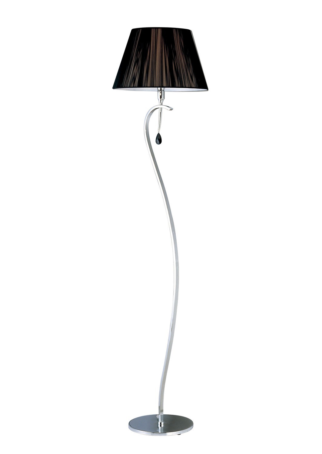 Siena Floor Lamp 1 Light E27, Polished Chrome With Black Shade And Black Crystal
