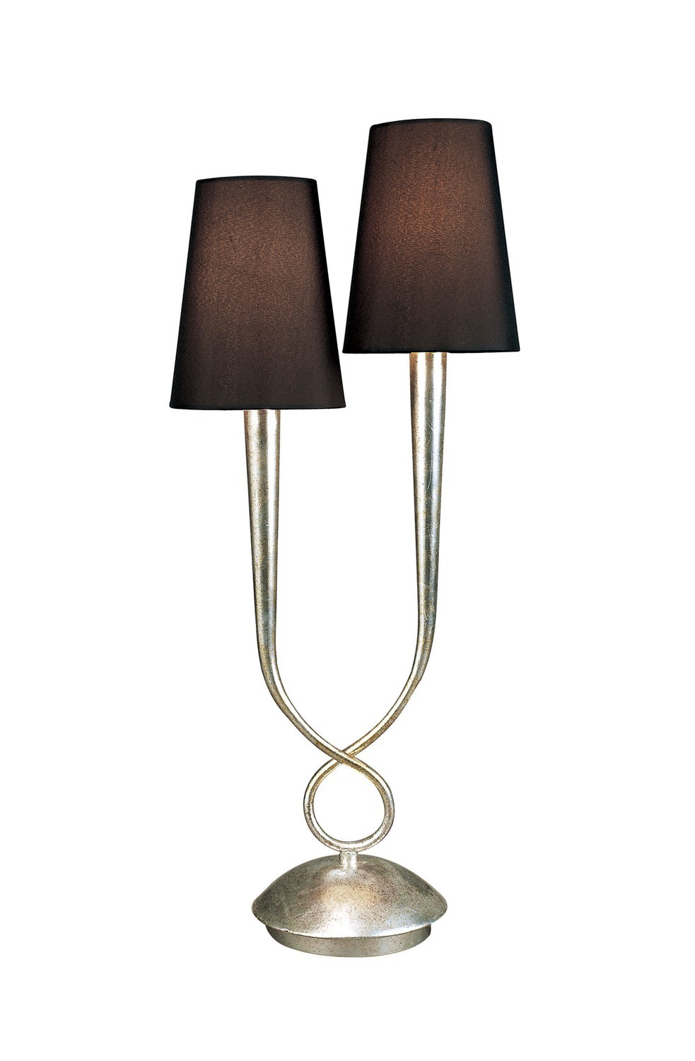 Paola Table Lamp 2 Light E14, Silver Painted With Black Shades