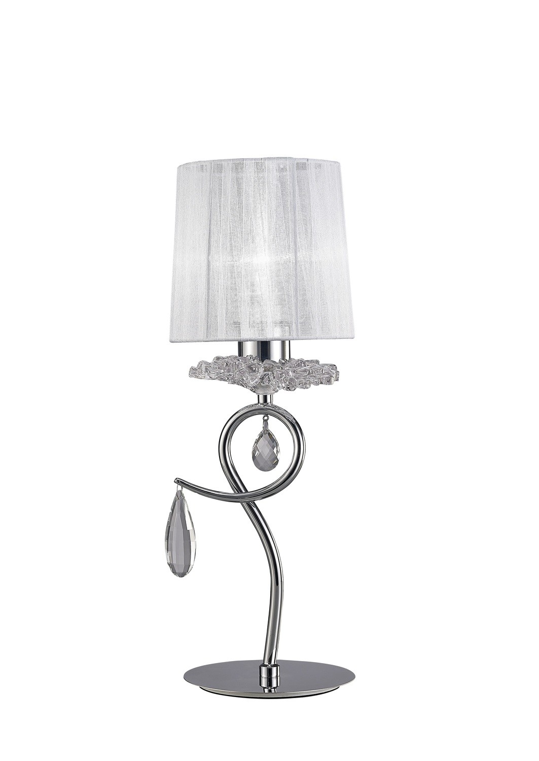 Louise Table Lamp 1 Light E27 With White Shade Polished Chrome/Clear Crystal