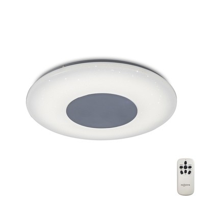 Reef Ceiling 45cm Round 48W LED 3000-6500K Tuneable, 3500lm, Remote Control Chrome/ White, 3yrs Warranty