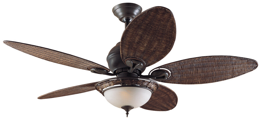 HUNTER CARIBBEAN BREEZE wicker ceiling fan Ø137cm with light kit included with Pull Chain