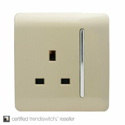 Trendi, Artistic Modern 1 Gang 13Amp Switched Socket Champagne Gold Finish, BRITISH MADE, 5yrs warranty