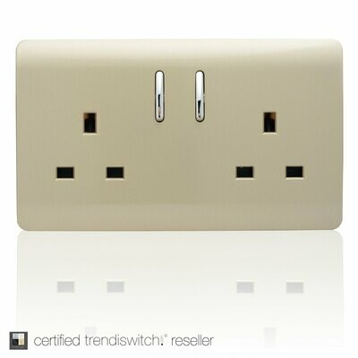 Trendi, Artistic Modern 2 Gang 13Amp Short Switched Double  Socket Champagne Gold Finish, BRITISH MADE, 5yrs warranty