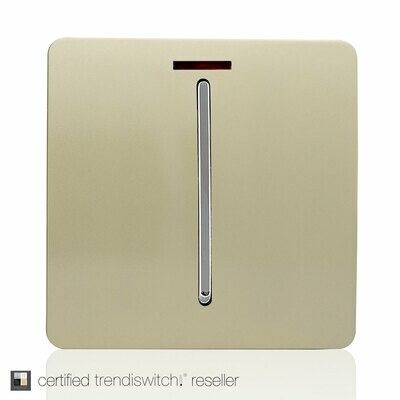 Trendi, Artistic Modern 45 Amp Neon Insert Double Pole Switch Champagne Gold Finish, BRITISH MADE, 5yrs warranty