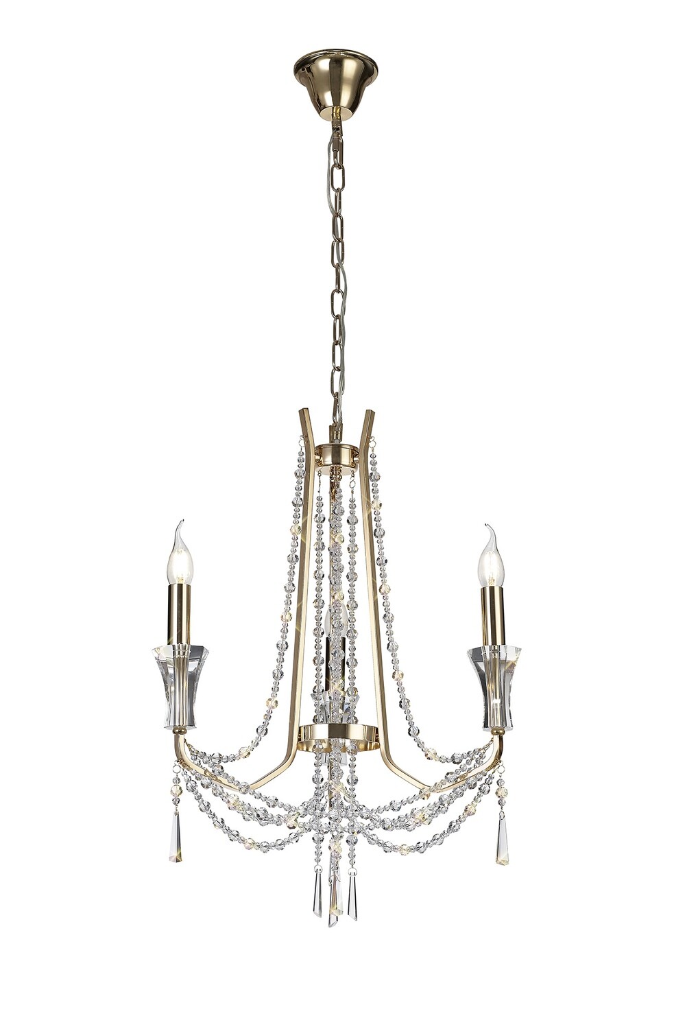 Moderncio Pendant 3 Light E14 French Gold/Crystal